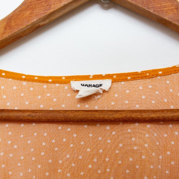 GARAGE tie knot long sleeve blouse polka dots • yellow white • S - Picture 3 of 4